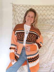Orange & Black Knit - Collage Jersey Style with Pockets
