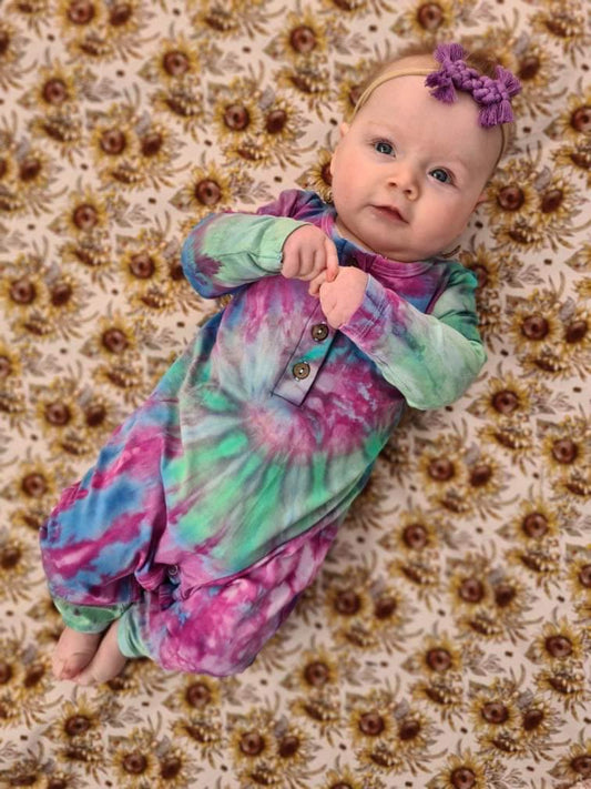Tie Dyed Winter Slouch Romper with a Sunflower bum! (See images for a cuteness overload!)